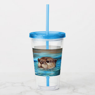 River Otter Painting Acrylic Tumbler
