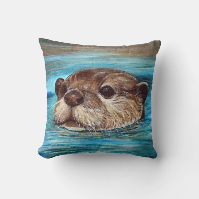 River Otter Painting Cushion (Front)
