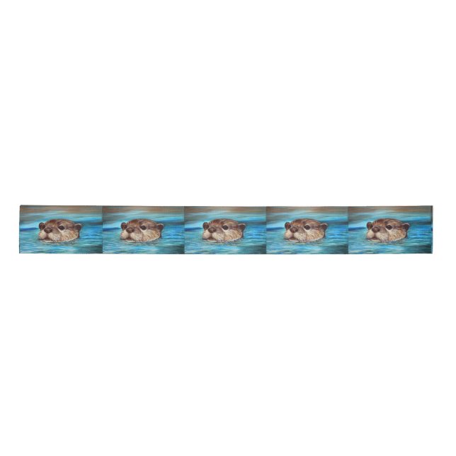 River Otter Painting Satin Ribbon (Front)