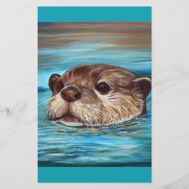 River Otter Painting Stationery (Front)