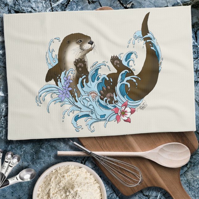 River Otter Water Cute Tea Towel (Creator Uploaded)