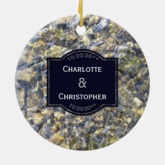 River Pebbles And Water Personalised Wedding Ceramic Tree Decoration