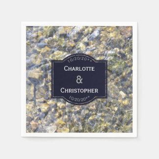 River Pebbles And Water Personalised Wedding Napkin