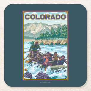 River RaftingColorado Square Paper Coaster