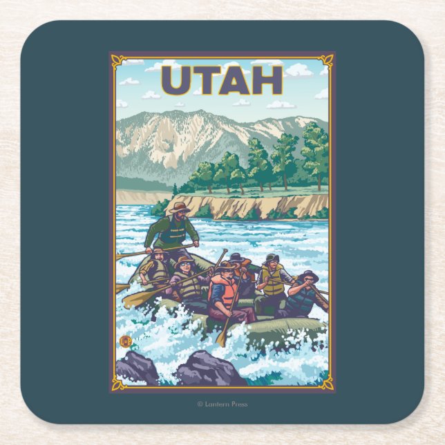 River RaftingUtah Square Paper Coaster (Front)