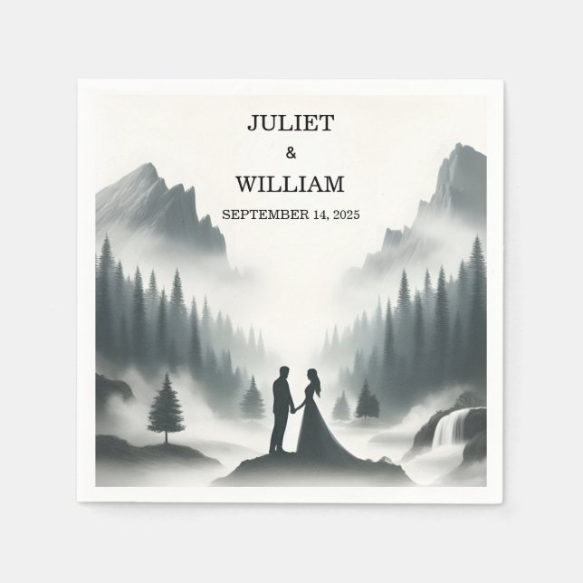 River Rain Cloud Nature Smoky Mountain Wedding Napkin (Front)