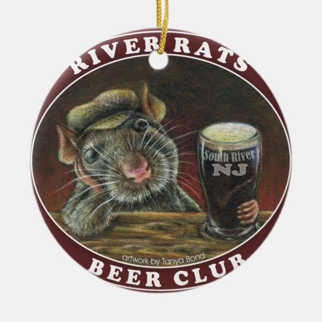 River Rats Beer Club Ceramic Tree Decoration (Front)