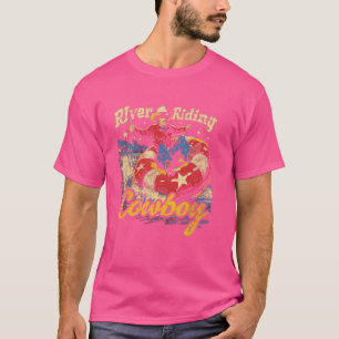 River Riding Cowboy Fun Retro Men's Summer Float T T-Shirt