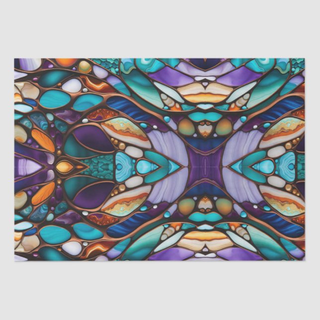River Rock Pebbles Stained Glass Look Tissue Paper (Front)