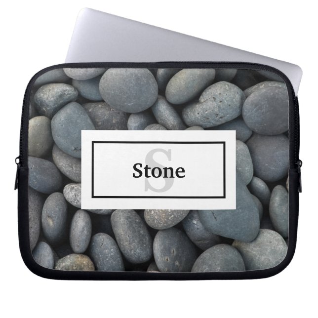 River Rock Pile with Name and Monogram Laptop Sleeve (Front)