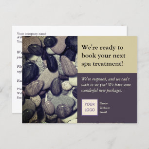 River Rocks Image in Mauve and Tan Spa Reopening Postcard