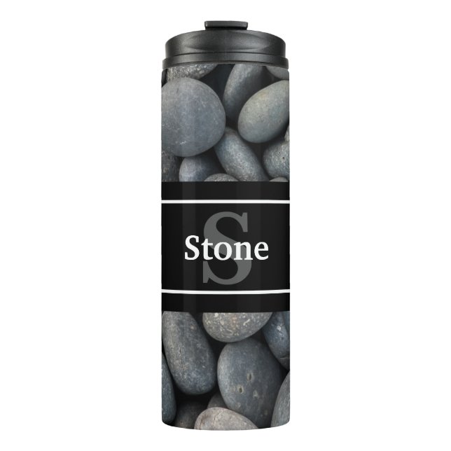 River Rocks with Name and Monogram Thermal Tumbler (Front)