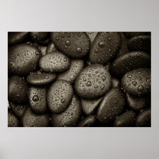 River Rocks with Rain Drops Poster