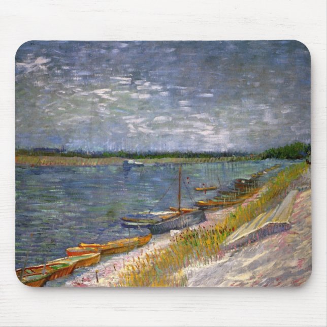 River & Rowing Boats Van Gogh Fine Art Mouse Mat (Front)