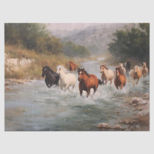 River Run Galloping Horses Decoupage Tissue Paper
