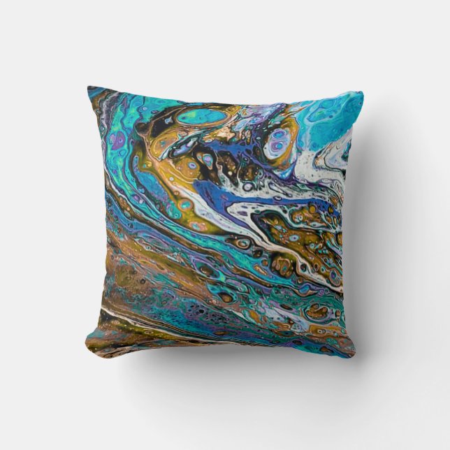 River Run water and stones abstract Cushion (Front)