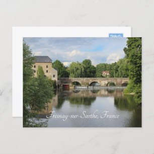 River Sarthe, Fresnay-sur-Sarthe, France Postcard