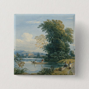 River Scene 15 Cm Square Badge