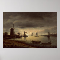 River Scene - Anthonie van Borssom Fine Art Poster