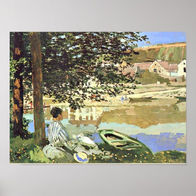 River Scene at Bennecourt, vintage fine air Poster (Front)