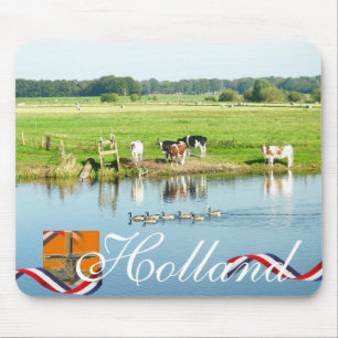 River Scene Cows & Ducks Nature Mousepad