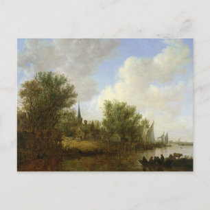 River scene with a View of Overschie, 1651 Postcard