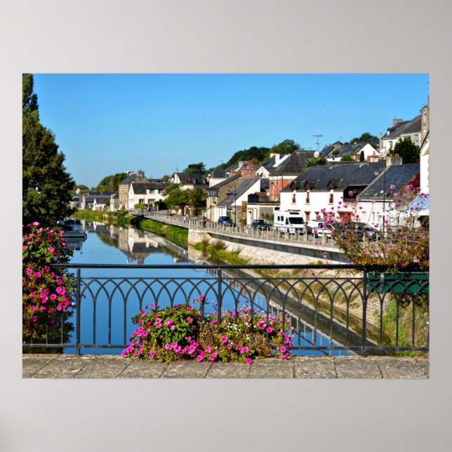 River seen from bridge at Josselin in France Poster (Front)