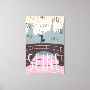River Seine, Paris,france vintage travel poster Canvas Print