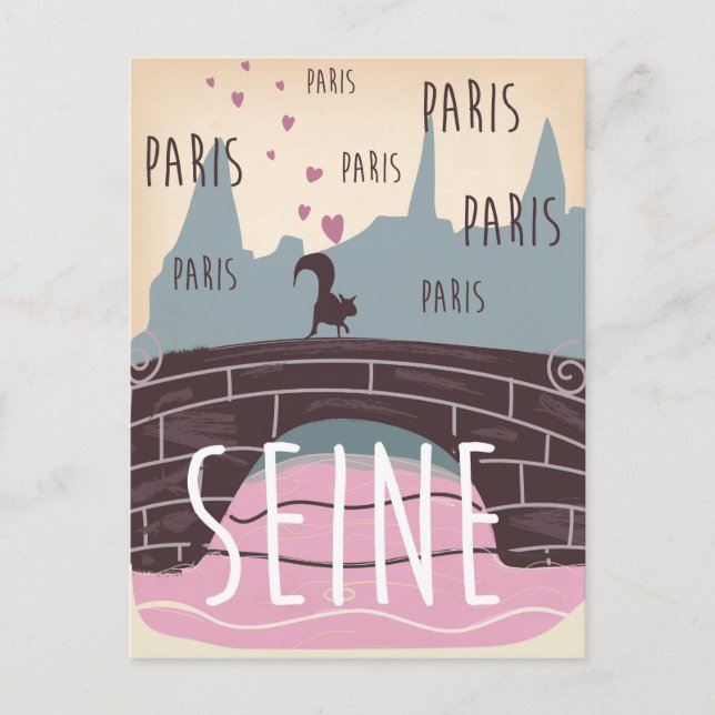 River Seine, Paris,france vintage travel poster Postcard (Front)