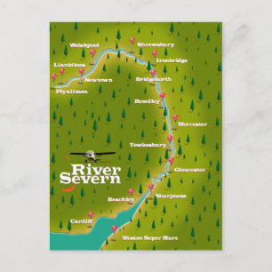River Severn Wales England travel map Postcard