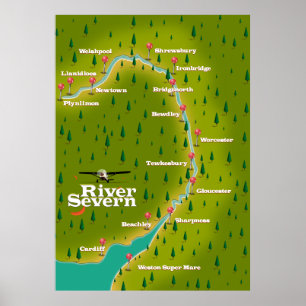 River Severn Wales England travel map Poster