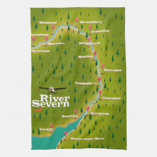 River Severn Wales England travel map Tea Towel