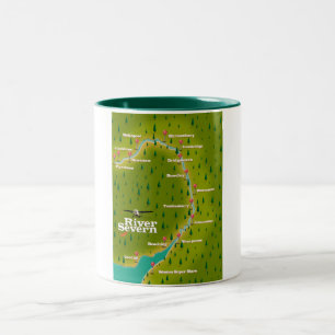 River Severn Wales England travel map Two-Tone Coffee Mug