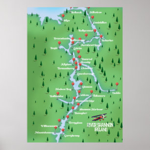 River Shannon Ireland Map Poster