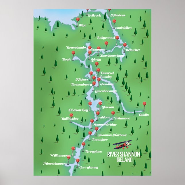 River Shannon Ireland Map Poster (Front)