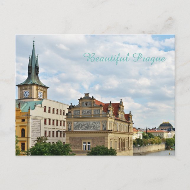 River side of Prague Czech Republic Postcard (Front)