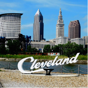 River Skyline Cleveland  Standing Photo Sculpture
