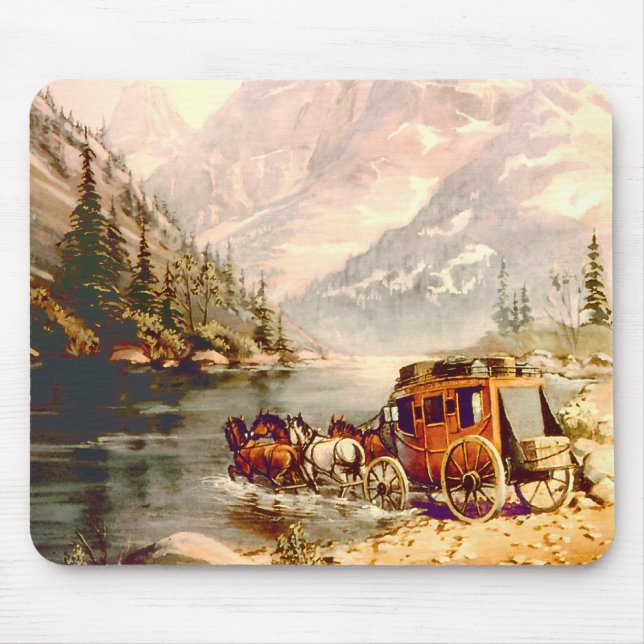 RIVER STAGECOACH CROSSING by SHARON SHARPE Mouse Mat (Front)
