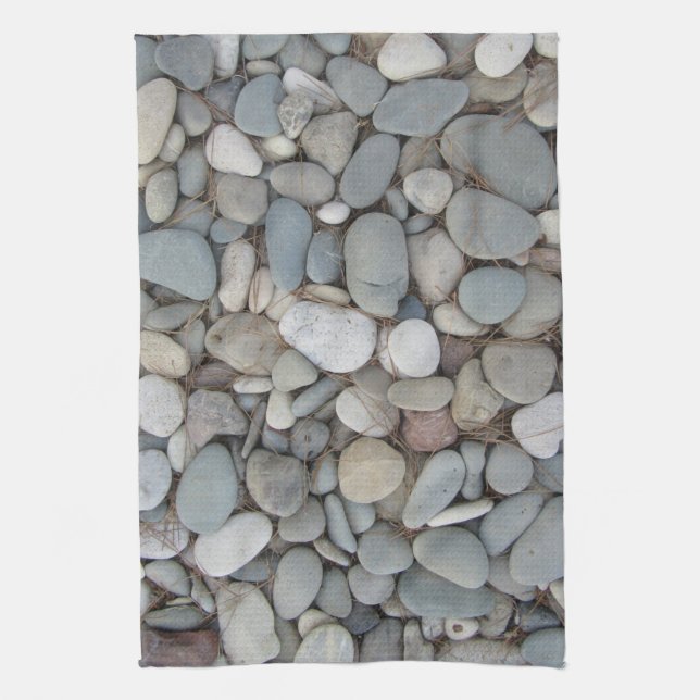 River Stones Fall Autumn Patterns Tea Towel (Vertical)