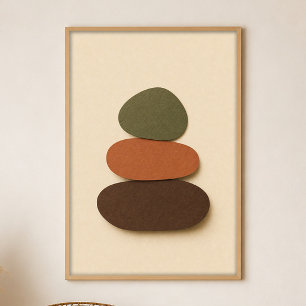 River Stones Gouache Boho Art Poster