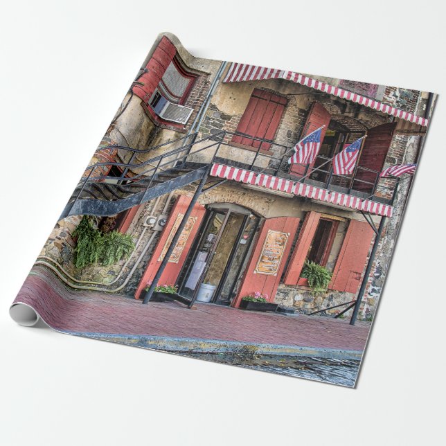 River Street, Savannah Georgia Travel Photography Wrapping Paper (Unrolled)