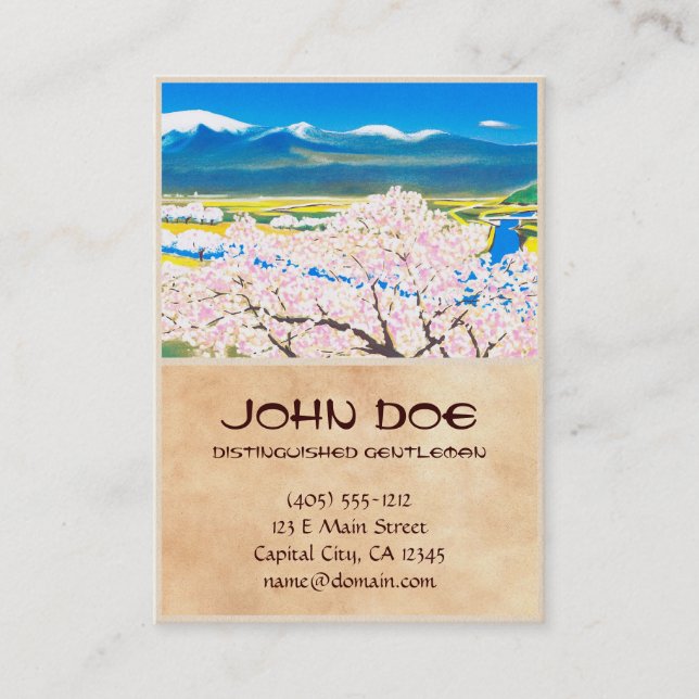 River Surface of Cherry Blossoms Yamagata Japan Business Card (Front)