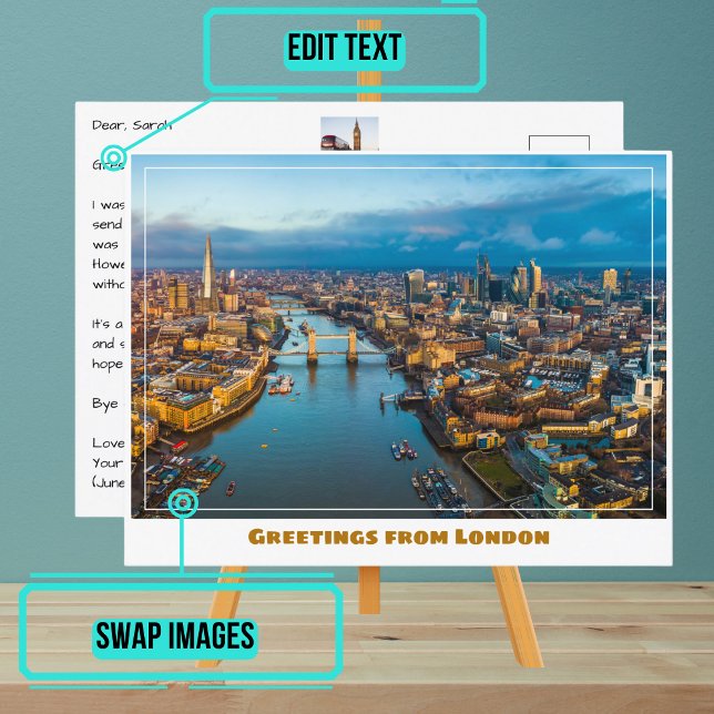 River Thames and Skyline View of London England Postcard (Share your experiences with these stylish template postcards.)