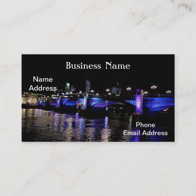 River Thames at Night, London England Business Card (Front)