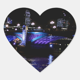River Thames at Night, London England Heart Sticker