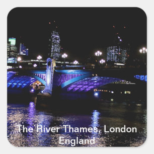 River Thames at Night, London England Square Sticker