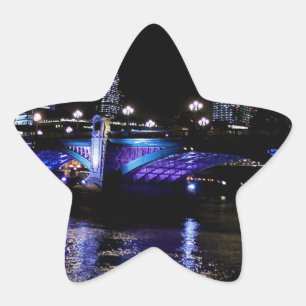 River Thames at Night, London England Star Sticker
