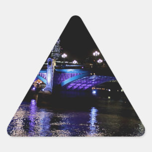 River Thames at Night, London England Triangle Sticker