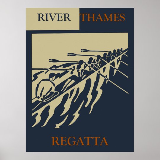 River Thames Regatta Vintage Retro Rowing Sport Poster Zazzle.co.uk