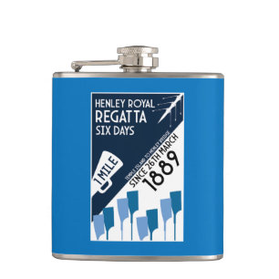 River Thames Regatta - Vintage Retro Style Rowing  Hip Flask